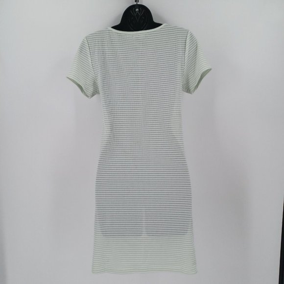 BODY GLOVE Sz L Ribbed Knit Cover Up Dress Casual Beach Stripe Green Preppy Surf - Picture 5 of 10